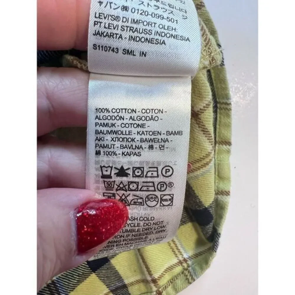 Levi's NWT Flannel Pearl Snap Shirt Mens Size S ‎ Western Plaid